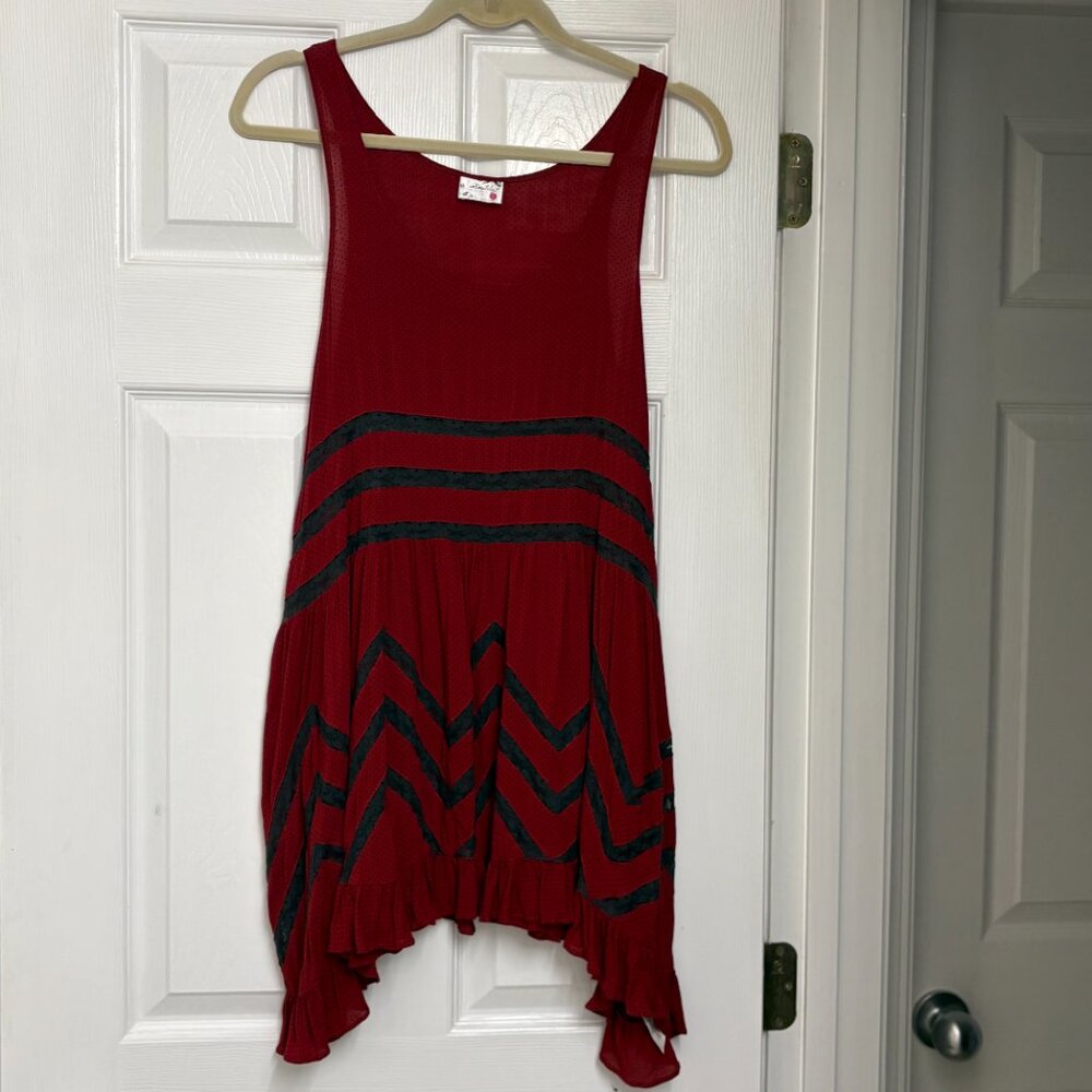 Intimately Free People Voile Lace Trapeze Dress, Crimson S - Picture 6 of 11